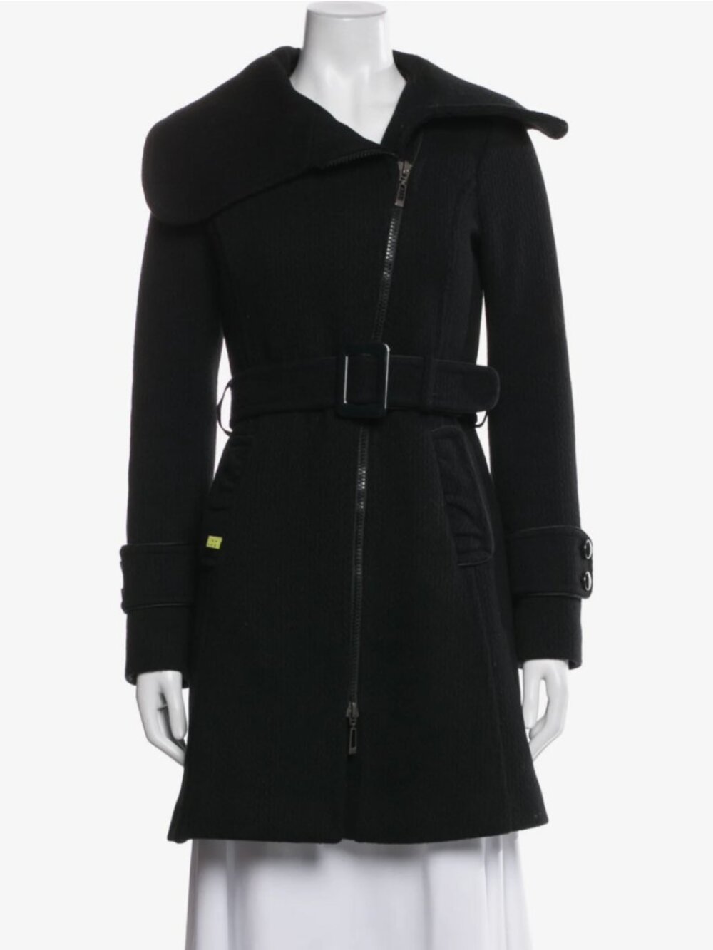 Soia and Kyo Belted Wrap Wool Jacket Black XL